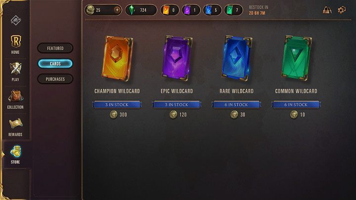 Wild Cards can be acquired as you advance in the game - they are one of the top rewards assigned to a particular Region - Legends of Runeterra Guide