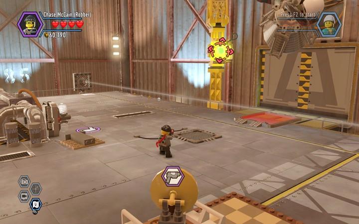First, unblock the beam by destroying obstacles in its path - The hangar | Walkthrough - Chapter 7 - LEGO City: Undercover Game Guide