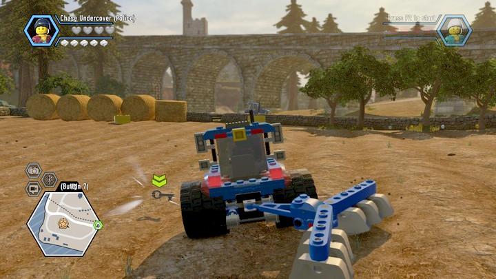 Use the tractor and find the key among the plants in the field - The Farm | Walkthrough - Chapter 9 - LEGO City: Undercover Game Guide