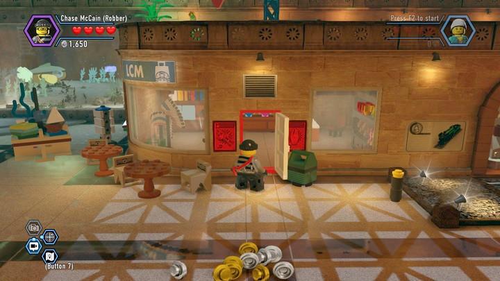 In the shop, there is a lever - Museum burglary | Walkthrough - Chapter 10 - LEGO City: Undercover Game Guide