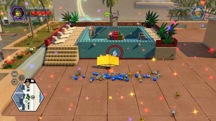 The only purpose of building the swimming pool is to obtain the colorful ball from the inside. - Way to the hall | Walkthrough - Chapter 11 - LEGO City: Undercover Game Guide