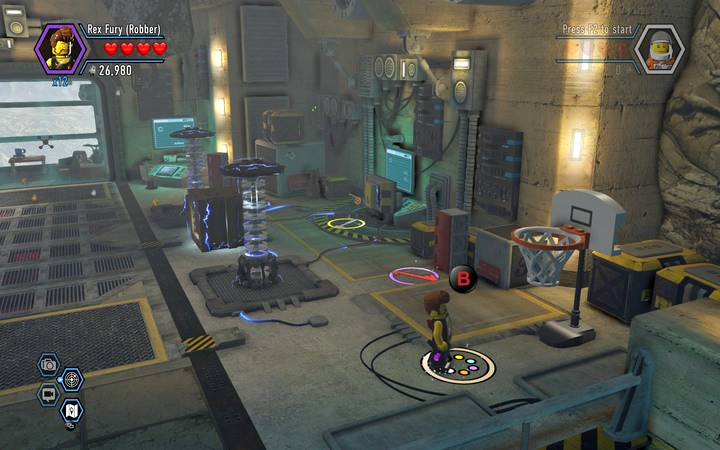 During the game you must hit the basket three times - Secrets in Rexs HQ | Chapter 13 | Walkthrough - Chapter 13 - LEGO City: Undercover Game Guide