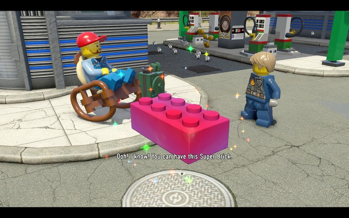 A Super Brick – from a distance you can mistake them for a red block, but these change colours - The beginning of the task | Chapter 2 - Chapter 2 - LEGO City: Undercover Game Guide
