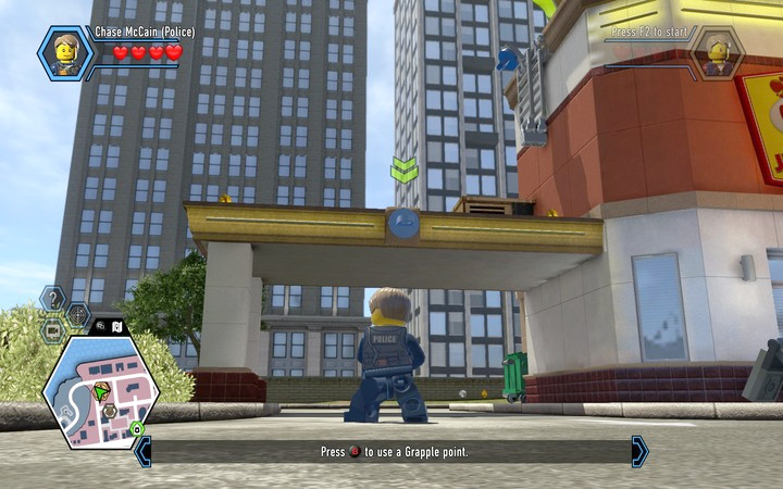 By using the grapple gun you can latch onto hooks and reach inaccessible areas - The beginning of the task | Chapter 2 - Chapter 2 - LEGO City: Undercover Game Guide