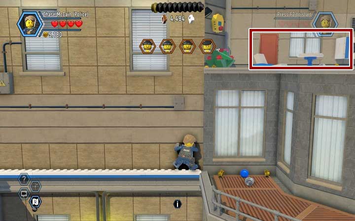 Climb two floors higher and rebuild the set of furniture into a catapult - The TV station building | Chapter 2 - Chapter 2 - LEGO City: Undercover Game Guide
