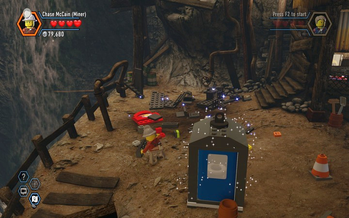 Destroy the elements of the environment, in order to construct something that will allow you to reach the shed’s roof - The Bluebell Mine | Chapter 3 - Chapter 3 - LEGO City: Undercover Game Guide