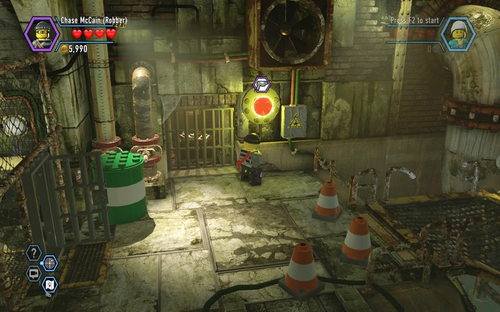 Use the Colour Gun to change the colour of the button - Robbing the gem from the bank | Chapter 6 - Chapter 6 - LEGO City: Undercover Game Guide