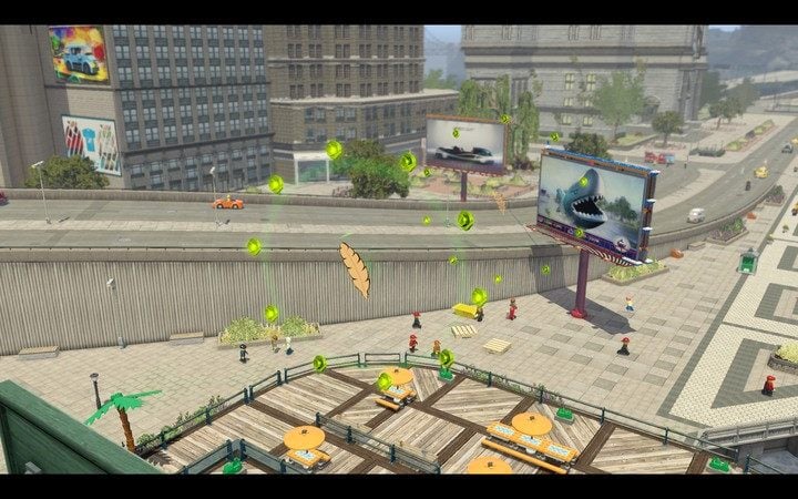 Fly from the restaurants roof on the billboard... - Northeast area | Maps and secrets - Maps and secrets - LEGO City: Undercover Game Guide