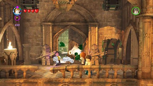 Go to the entrance to the Slytherin Dorm and use black magic to destroy the object hanging above the entrance - Harry Potter Years 5-7: Tokens - Hogwarts, part 1 - Tokens - LEGO Harry Potter Years 5-7 Guide