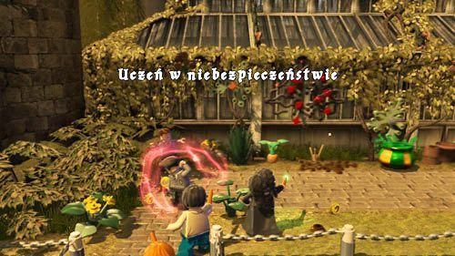 The courtyard of the healing herbology class - you can see one student teasing another by pouring water on him - Harry Potter Years 5-7: Students in Peril, part 2 - Other collectibles - LEGO Harry Potter Years 5-7 Guide