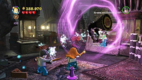 Build a huge gramophone from the bricks that will fall out from the ceiling - Harry Potter Years 5-7: Love Hurts, part 2 - Year 6 - LEGO Harry Potter Years 5-7 Guide