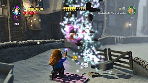 By moving further to the right you can find some bricks - there is a pink platform under them - Harry Potter Years 5-7: Back to School - Year 7 - LEGO Harry Potter Years 5-7 Guide