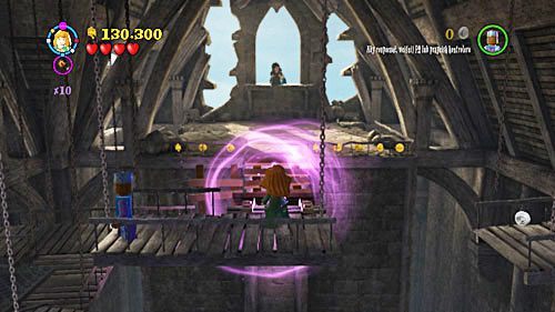 We fill in the last gap by lifting the footbridge with WL spell and putting it in place - Harry Potter Years 5-7: The Flaw in the Plan - Year 7 - LEGO Harry Potter Years 5-7 Guide