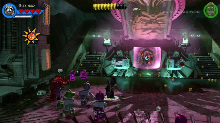 Once the mechanical hand of the boss is destroyed, switch character to Rocket Raccoon and walk to the place shown on the picture - LEGO Marvel 2: Mission 14 - Halo, is it Kree Youre Looking For Walkthrough - LEGO Marvel 2: Walkthrough - LEGO Marvel Super Heroes 2 Game Guide