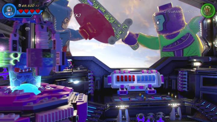 Finally enter the machine on the balcony on the left as Captain America and defeat Kang in direct battle - LEGO Marvel 2: Mission 20 - Out of Time Walkthrough - LEGO Marvel 2: Walkthrough - LEGO Marvel Super Heroes 2 Game Guide