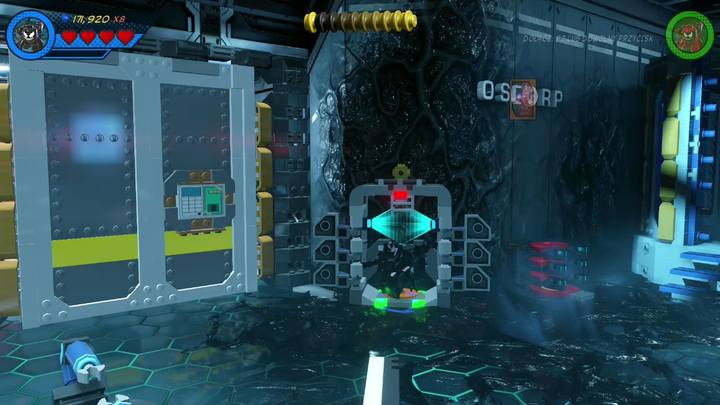 A control panel is on the left side of the door - LEGO Marvel 2: Mission 8 - Oscorp Escapade - LEGO Marvel 2: Gwenpools missions - LEGO Marvel Super Heroes 2 Game Guide