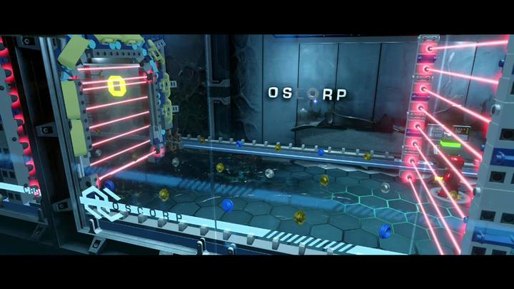 The last, fifth, OsCorp sign is on the left - LEGO Marvel 2: Mission 8 - Oscorp Escapade - LEGO Marvel 2: Gwenpools missions - LEGO Marvel Super Heroes 2 Game Guide