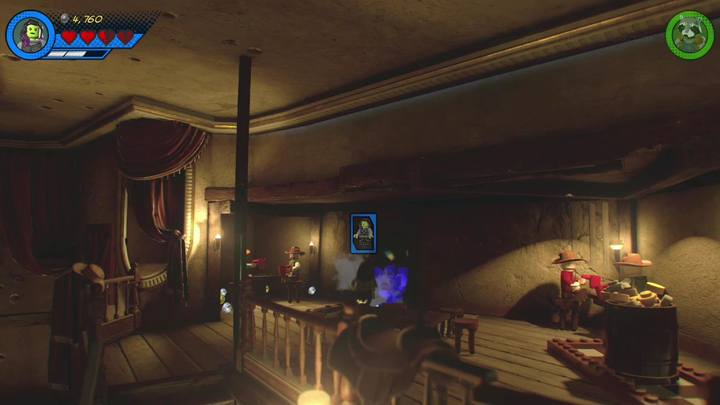 Enter the balcony on the right, and repair the machine upstairs (e - LEGO Marvel 2: Mission 6 - High-Noon Saloon Secrets - LEGO Marvel 2: Mission secrets - LEGO Marvel Super Heroes 2 Game Guide