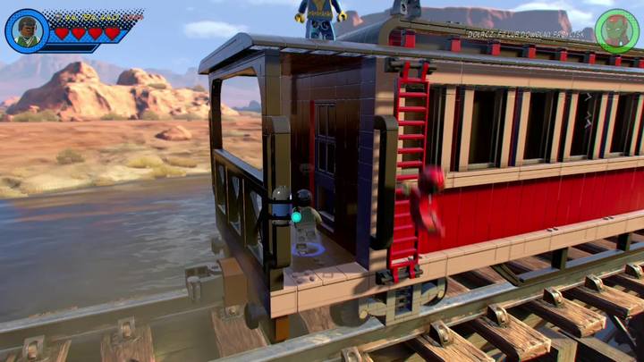 Right under the first balloons (the very beginning of the stage), there is a ladder leading down - LEGO Marvel 2: Mission 6 - High-Noon Saloon Secrets - LEGO Marvel 2: Mission secrets - LEGO Marvel Super Heroes 2 Game Guide