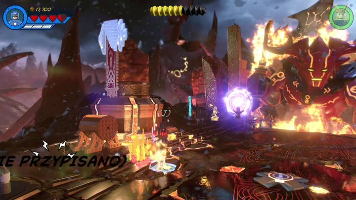 Go to the left side and put out the fire visible in the picture - LEGO Marvel 2: Mission 7 - Surtur-n Doom Secrets - LEGO Marvel 2: Mission secrets - LEGO Marvel Super Heroes 2 Game Guide