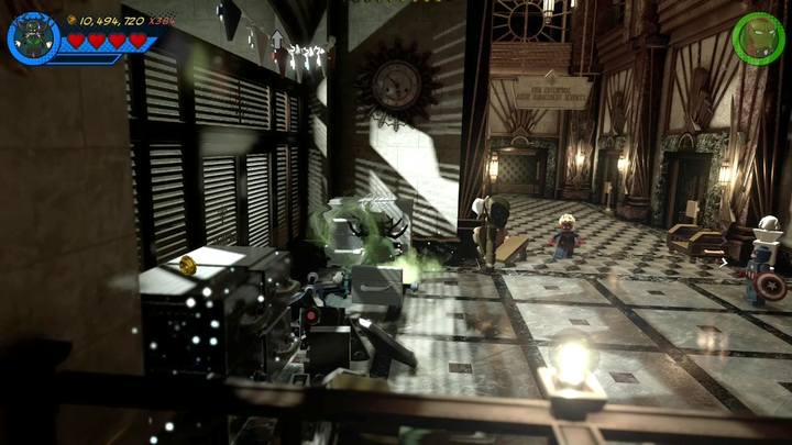 Approach the cabinets presented in the screenshot, and use Doctor Strange to break them with his abilities - LEGO Marvel 2: Mission 9 - Noir Night-Mayor Secrets - LEGO Marvel 2: Mission secrets - LEGO Marvel Super Heroes 2 Game Guide