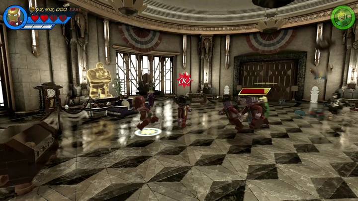 On the left side of the main hall (the one where you face Hammerhead), there is a statue of Kingpin - LEGO Marvel 2: Mission 9 - Noir Night-Mayor Secrets - LEGO Marvel 2: Mission secrets - LEGO Marvel Super Heroes 2 Game Guide