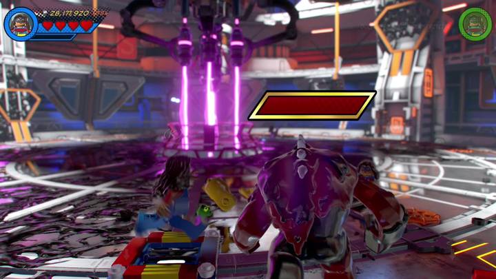 In the place shown on the picture you will find bars that lead to the lower floor of the laboratory - LEGO Marvel 2: Mission 11 - Symbiote surprise Secrets - LEGO Marvel 2: Mission secrets - LEGO Marvel Super Heroes 2 Game Guide