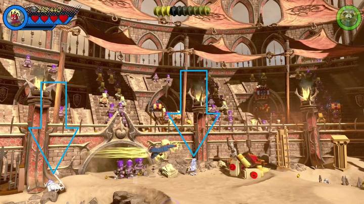 You will get the first minikit when you destroy five silver statues marked on the above picture - LEGO Marvel 2: Mission 15 - Red King Revelation Secrets - LEGO Marvel 2: Mission secrets - LEGO Marvel Super Heroes 2 Game Guide