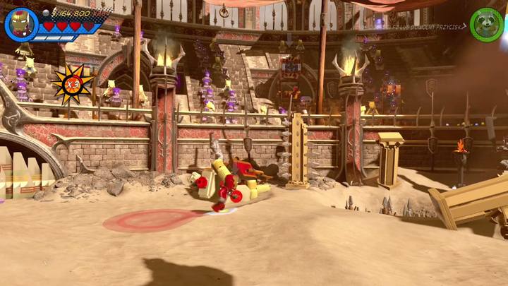 The second minikit is also on the left side of the arena - LEGO Marvel 2: Mission 15 - Red King Revelation Secrets - LEGO Marvel 2: Mission secrets - LEGO Marvel Super Heroes 2 Game Guide