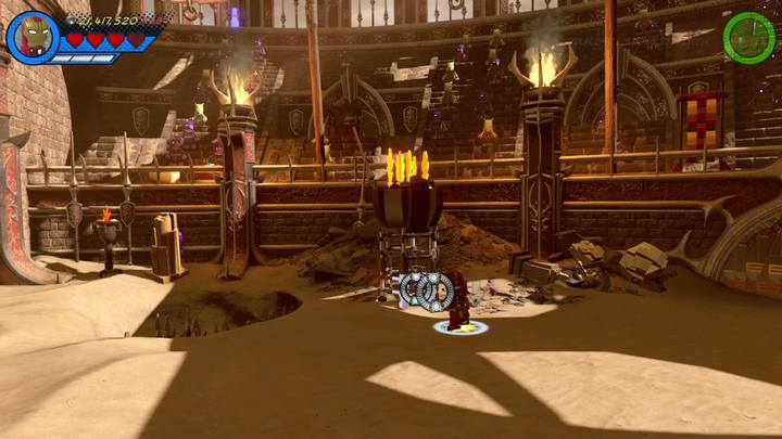 Go to the right side and destroy the torch with Iron Mans rockets - LEGO Marvel 2: Mission 15 - Red King Revelation Secrets - LEGO Marvel 2: Mission secrets - LEGO Marvel Super Heroes 2 Game Guide