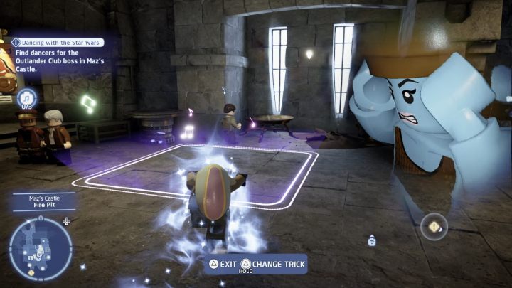 When the music starts, you will have to use the Jedi Power to take control of 3 people and lead them to a designated place - LEGO Skywalker Saga: Dancing with the Star Wars - walkthrough - LEGO Skywalker Saga: Coruscant - Uscru district - LEGO Skywalker Saga Guide