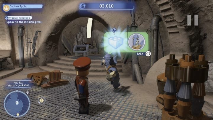 Talk to the quest giver and accept the task - LEGO Skywalker Saga: Wupiupi Whoopee - walkthrough - LEGO Skywalker Saga: Tatooine - Mos Espa - LEGO Skywalker Saga Guide