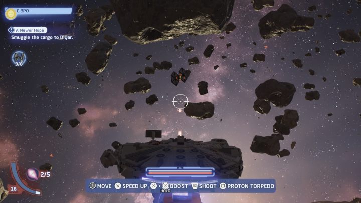 While controlling the protocol droid, talk to the quest giver in the outer space of Takodana - LEGO Skywalker Saga: A Newer Hope - walkthrough - LEGO Skywalker Saga: Takodana - local space - LEGO Skywalker Saga Guide