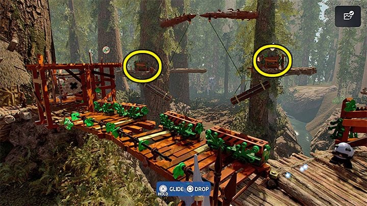 The area below is patrolled by an AT-ST which you must destroy - LEGO Skywalker Saga: The Chewbacca Defence - walkthrough - LEGO Skywalker Saga: Episode 6 - Return of the Jedi - LEGO Skywalker Saga Guide