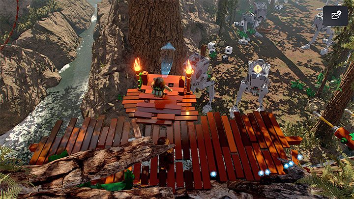In the next location, use the net launcher again and then grab onto the protruding ledge - LEGO Skywalker Saga: The Chewbacca Defence - walkthrough - LEGO Skywalker Saga: Episode 6 - Return of the Jedi - LEGO Skywalker Saga Guide