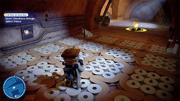 In the first part of this stage, the playable characters are Leia in disguise and Chewbacca - LEGO Skywalker Saga: A Plan to Save Han - walkthrough - LEGO Skywalker Saga: Episode 6 - Return of the Jedi - LEGO Skywalker Saga Guide