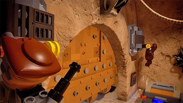 Go back to the closed door, break the objects nearby and use them to build the levers - LEGO Skywalker Saga: A Plan to Save Han - walkthrough - LEGO Skywalker Saga: Episode 6 - Return of the Jedi - LEGO Skywalker Saga Guide
