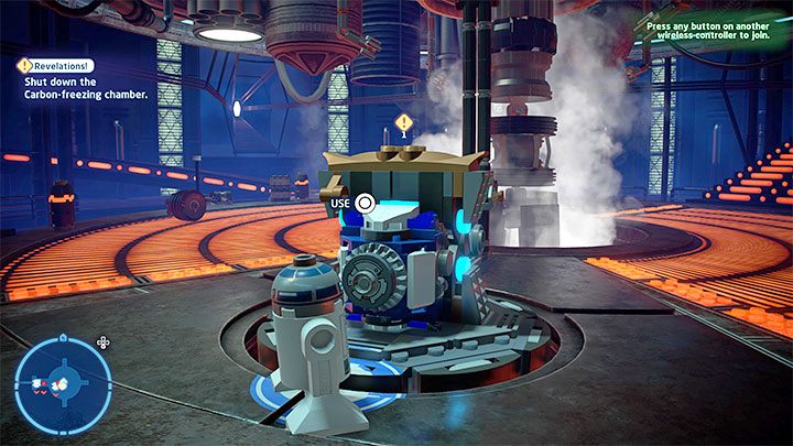 After you deplete Darth Vader's first health bar (out of three), switch to R2-D2 and help the companion - LEGO Skywalker Saga: Darth Vader - boss, how to beat? - LEGO Skywalker Saga: Bosses - LEGO Skywalker Saga Guide