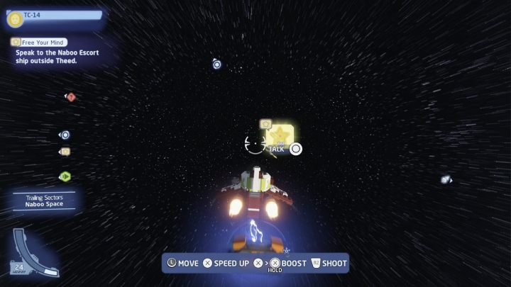 The new mission objective appears once the captain speaks - LEGO Skywalker Saga: Free Your Mind - walkthrough - LEGO Skywalker Saga: Geonosis - UI Stalgasin - LEGO Skywalker Saga Guide