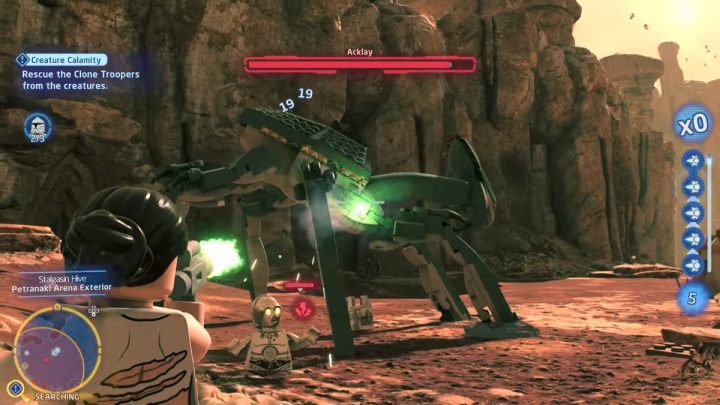 The third creature, Acklay, can be found near the Petranaki arena - LEGO Skywalker Saga: Creature Calamity - walkthrough - LEGO Skywalker Saga: Geonosis - UI Stalgasin - LEGO Skywalker Saga Guide