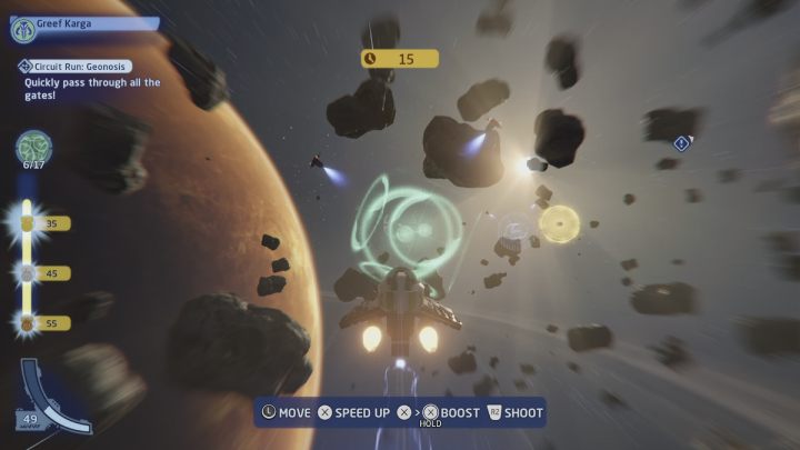 This trial takes place in Geonosis' local space and requires you to pass through 17 gates as quickly as possible - LEGO Skywalker Saga: Geonosis - trial, walkthrough - LEGO Skywalker Saga: Trials - LEGO Skywalker Saga Guide