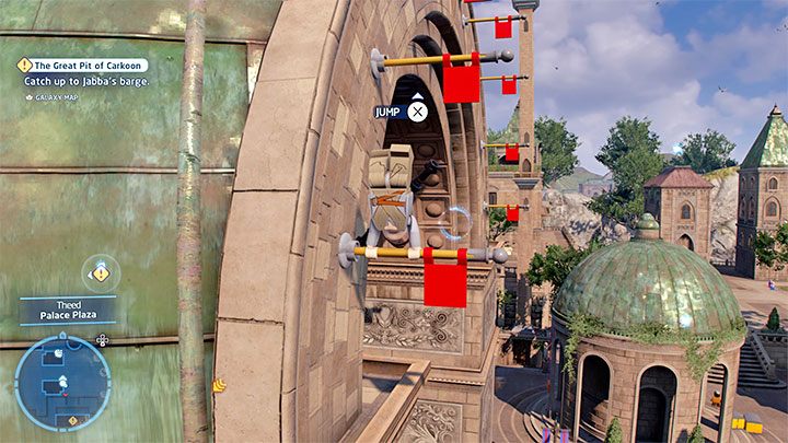 Choose a Scavenger class character (such as Rey) and locate the wall from screenshot no - LEGO Skywalker Saga: Theed - a list of all puzzles (part 2) - LEGO Skywalker Saga: Naboo - LEGO Skywalker Saga Guide