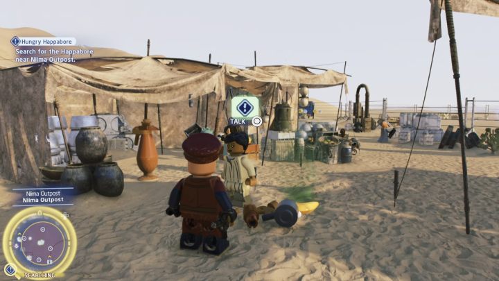 Talk to the quest giver and accept the task - LEGO Skywalker Saga: Hungry Happabore - walkthrough - LEGO Skywalker Saga: Jakku - Niima Settlement - LEGO Skywalker Saga Guide