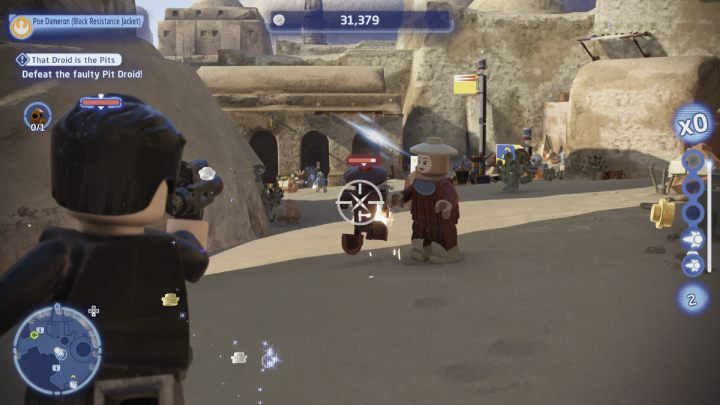 Shoot the escaping droid and return it to the quest giver - LEGO Skywalker Saga: That Droid is the Pits - walkthrough - LEGO Skywalker Saga: Tatooine - the desert of Jundland - LEGO Skywalker Saga Guide