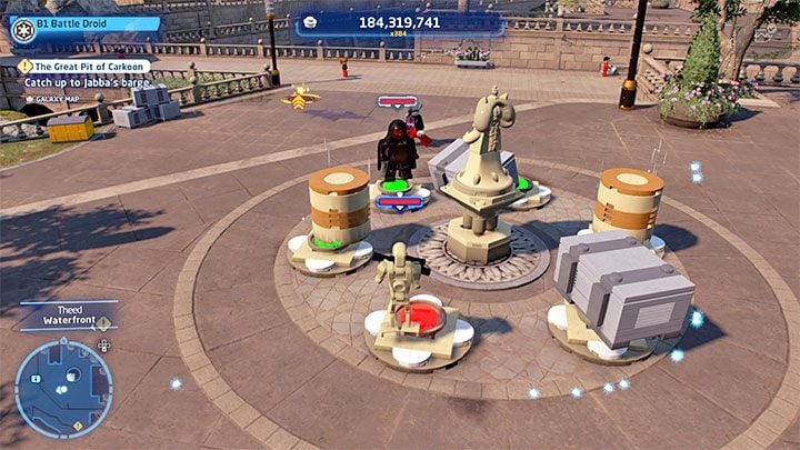 Head to the statue surrounded by 6 pressure plates - LEGO Skywalker Saga: Theed - list of all puzzles - LEGO Skywalker Saga: Naboo - LEGO Skywalker Saga Guide