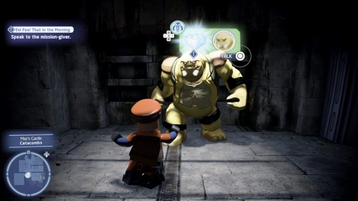 As the Bounty Hunter, talk to the quest giver and accept the quest - LEGO Skywalker Saga: Eel Feel That in the Morning - walkthrough - LEGO Skywalker Saga: Takodana - Maz Castle - LEGO Skywalker Saga Guide