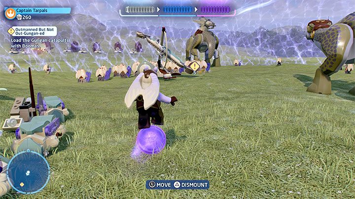 After starting the level, you will be moved to the battlefield, but you do not have to rush to complete the mission objectives - LEGO Skywalker Saga: Outmanned But Not Out-Gungan-Ed - walkthrough - LEGO Skywalker Saga: Episode 1 - The Phantom Menace - LEGO Skywalker Saga Guide