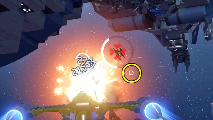 The first part of the mission focuses on weakening the enemy ship's defenses - LEGO Skywalker Saga: Now This is Podracing - walkthrough - LEGO Skywalker Saga: Episode 1 - The Phantom Menace - LEGO Skywalker Saga Guide