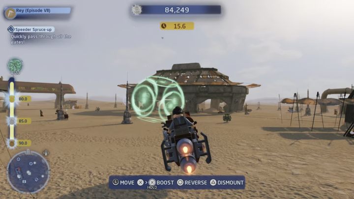 You will find bricks scattered around the AT-AT wreckage - LEGO Skywalker Saga: Jakku - trials, walkthrough - LEGO Skywalker Saga: Trials - LEGO Skywalker Saga Guide