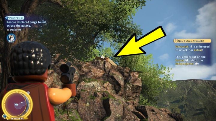 The porg is located on a rock by the lake - LEGO Skywalker Saga: Porg Patrol - walkthrough - LEGO Skywalker Saga: Challenges - LEGO Skywalker Saga Guide